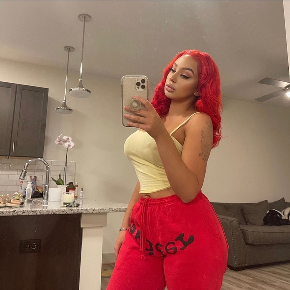 Sp5der worldwide sweatpants red and black